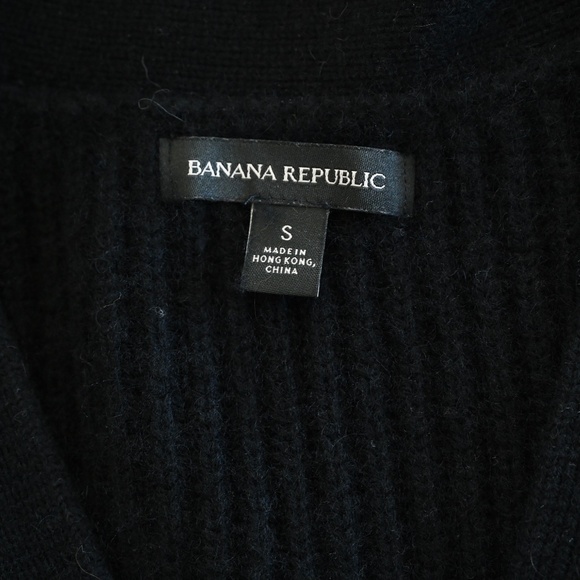 Banana Republic Talia Black Ribbed Knit Merino Cashmere Blend V Neck Cardigan S - Picture 11 of 13